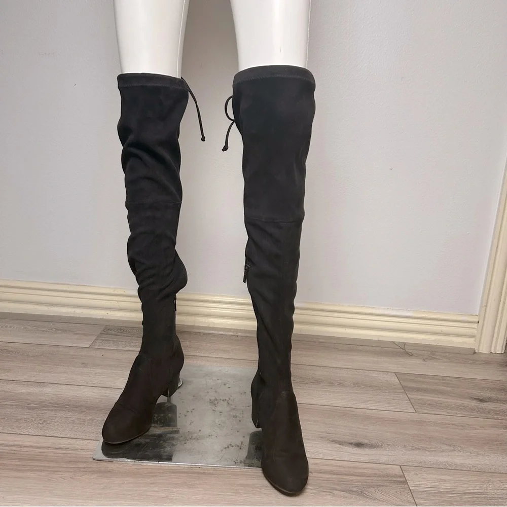 Breckelles Vanessa over the knee suede chunky heel boots Size 7 EUC